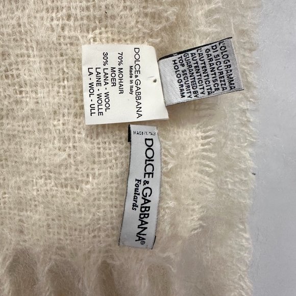 Dolce & Gabbana Accessories - SO SOFT! Dolce & Gabbana Mohair Wool Shawl/Scarf Ivory Tan
